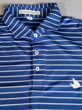 Holderness & Bourne Men XL Striped Golf Embroidered Performance Preppy Polo